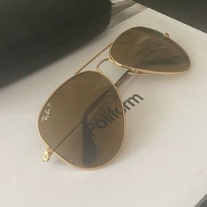 Rayban Gold & brown polarized Aviators